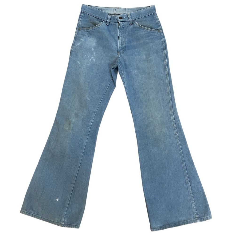 Farah Jeans Flare Pants Mens 30 Light Blue Denim VTG 70s Western Bell Bottom